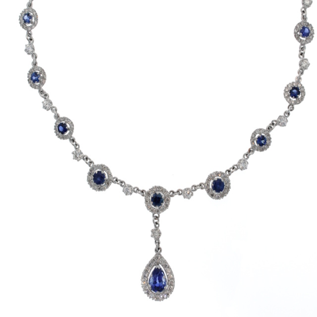 White Gold Blue Sapphire Necklace